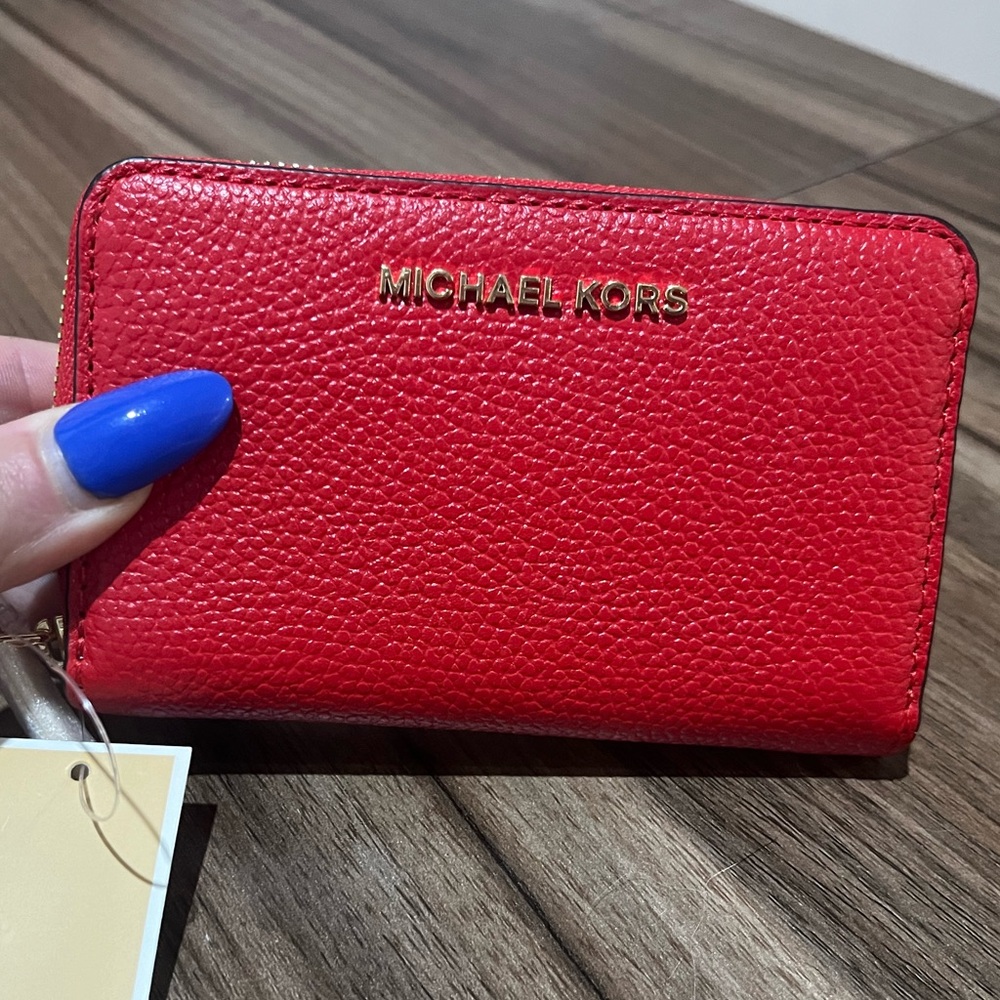 Michael Kors Small Pebbled Leather Wallet - Lacquer Red - NWT